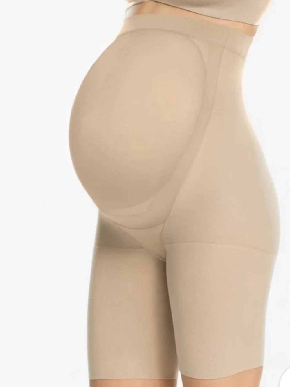 NWOT Spanx Maternity Mama Shorts Mid-Thigh Shaper Beige Size D